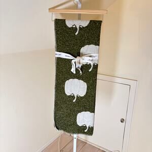 Shabby Chic NWT Green Cotton Metallic Decorative White Pumpkin Throw 50x70